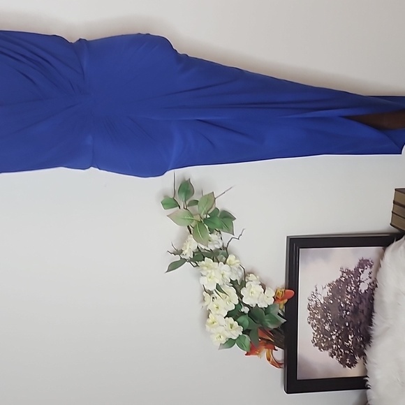 NEW Misa Los Angeles Leza MAXI Dress Tulip Ruched COBALT BLUE Luxury Goddess - Picture 5 of 11